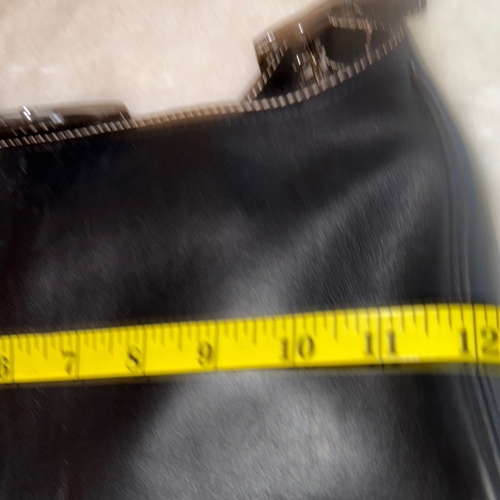 Black Leather Shoulder Bag with Silver Hardware - Picture 8 of 15
